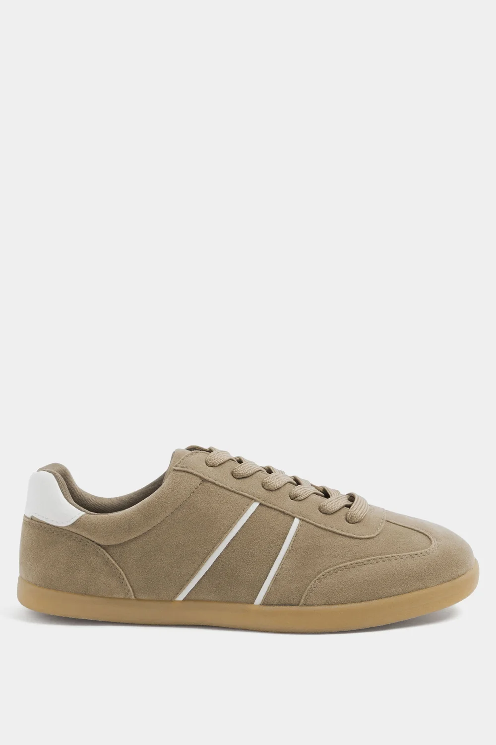 Yours Brown Side Stripe Gum Sole Trainers In Wide E Fit - 8 Wide Image 1