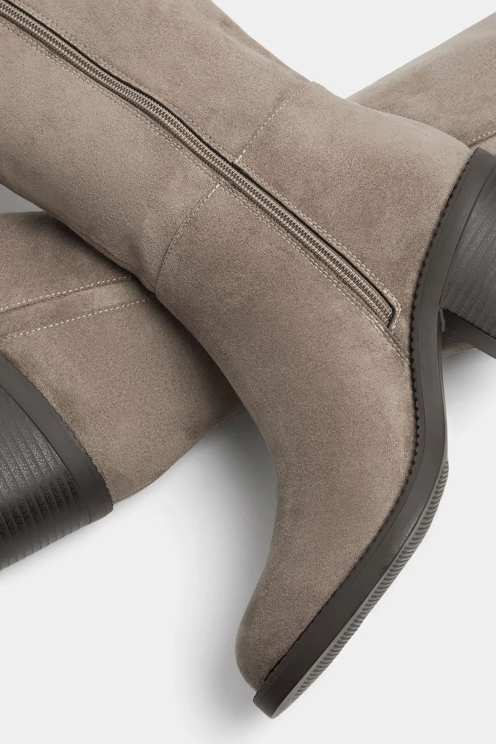 Yours Taupe Brown Faux Suede Knee High Boots In Extra Wide EEE Fit - 8 Extra Wide Image 5