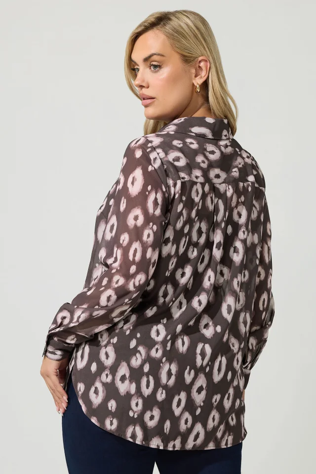 Yours London Curve Brown Animal Print Shirt
