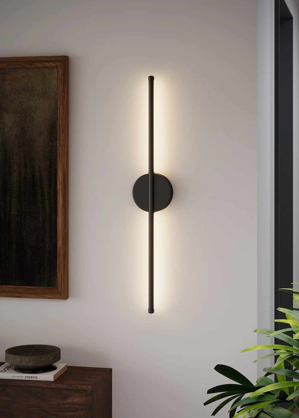 Kabinet Black Minimalistic Linear LED Wall Sconce 65x15x10cm - One Size Image 1