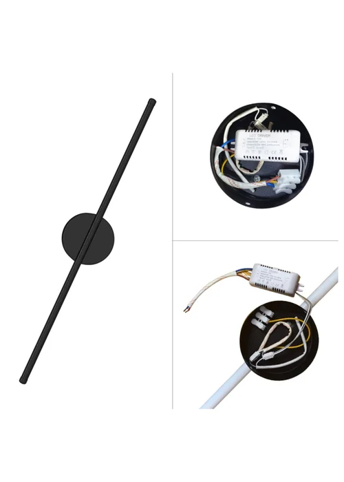 Kabinet Black Minimalistic Linear LED Wall Sconce 65x15x10cm - One Size Image 6