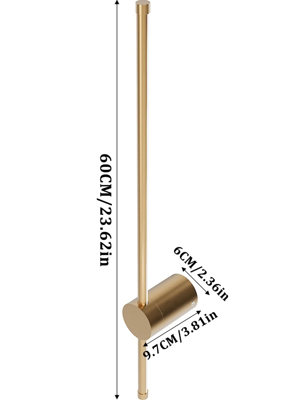 Kabinet Gold 360 Degree Rotatable LED Straight Wall Light 65x15x11cm - One Size Image 2