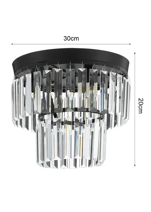 Kabinet Black Crystal Mount Ceiling Light 42x42x18cm - One Size Image 2