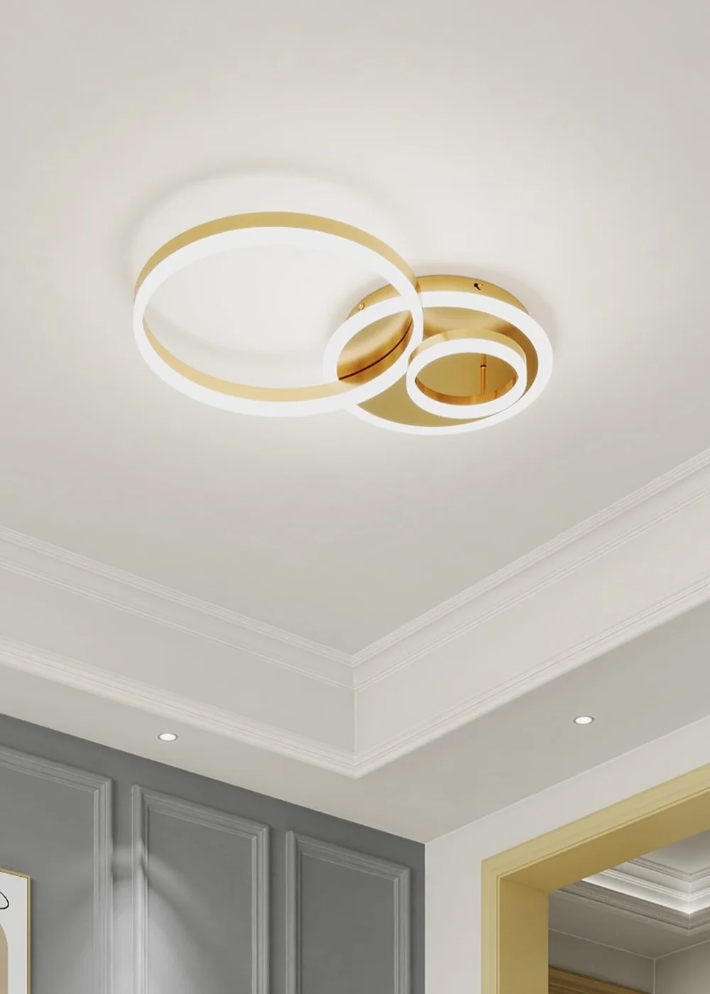 Kabinet Gold Classic Loops Energy Efficient LED Ceiling Light 45x45x12cm - One Size Image 1