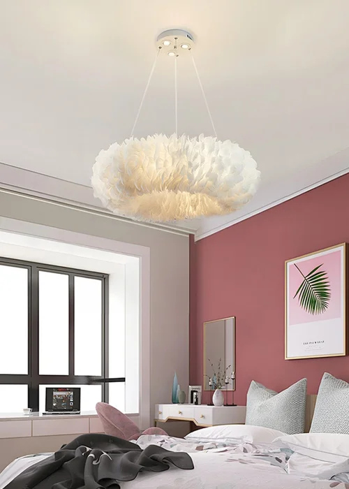 Kabinet White Chic Feather 6-light Pendant Light, 46x46x16cm - One Size Image 1