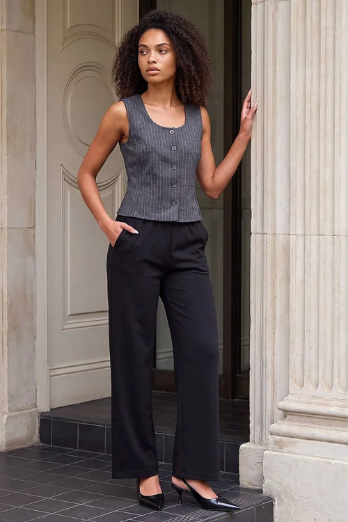 Dusk Grey Pinstripe Stretch Waistcoat - 18 Image 2