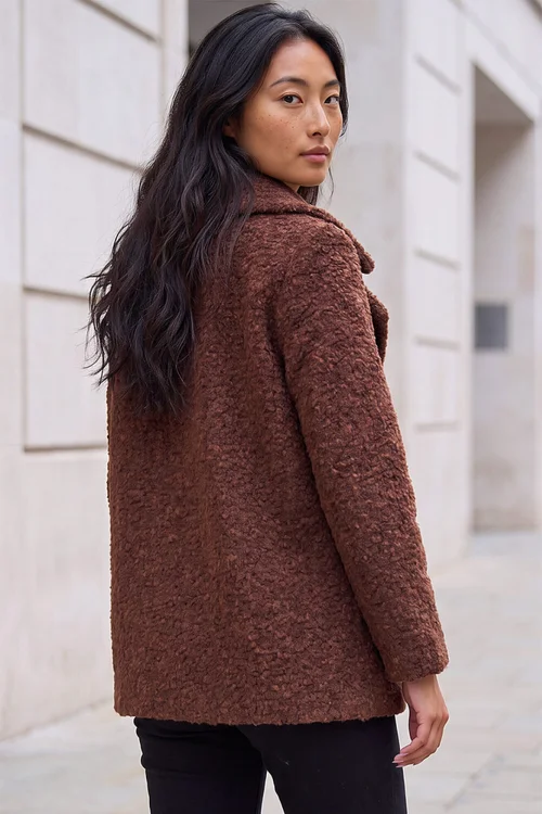 Roman Rust Petite Double Breasted Boucle Coat - 12 Image 4