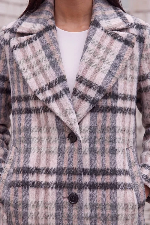 Roman Light Pink Petite Boucle Check Coat - 14 Image 4