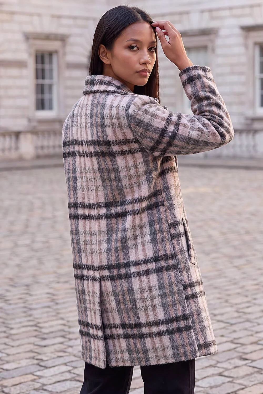 Roman Light Pink Petite Boucle Check Coat - 14 Image 3