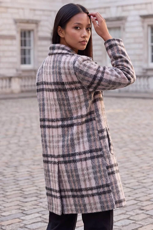 Roman Light Pink Petite Boucle Check Coat - 14 Image 3