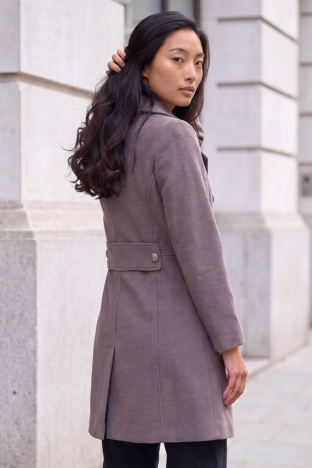 Roman Taupe Petite Collar Double Breasted Coat - 8 Image 4