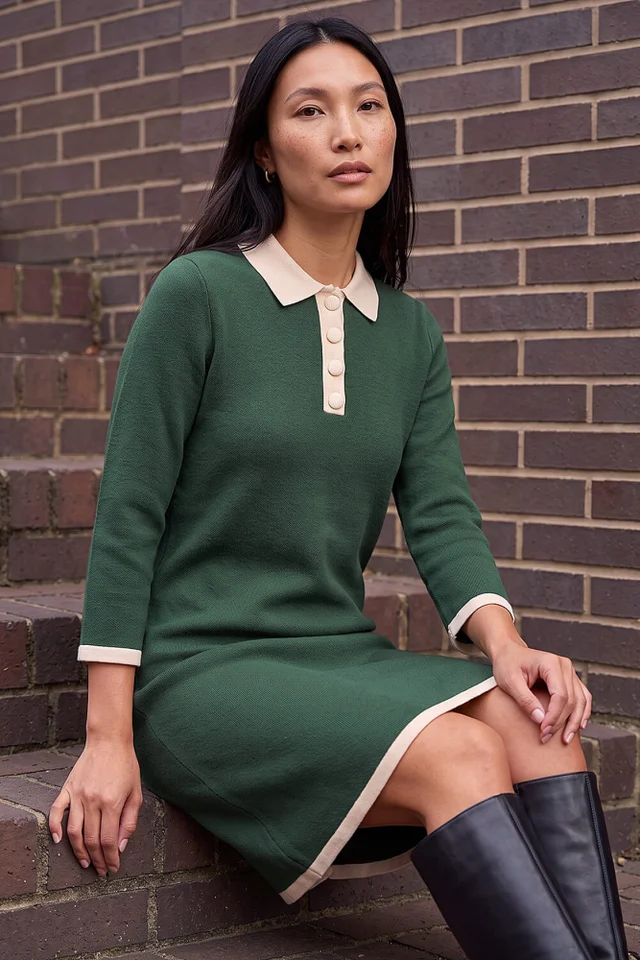 Roman Green Button Detail Knitted Dress