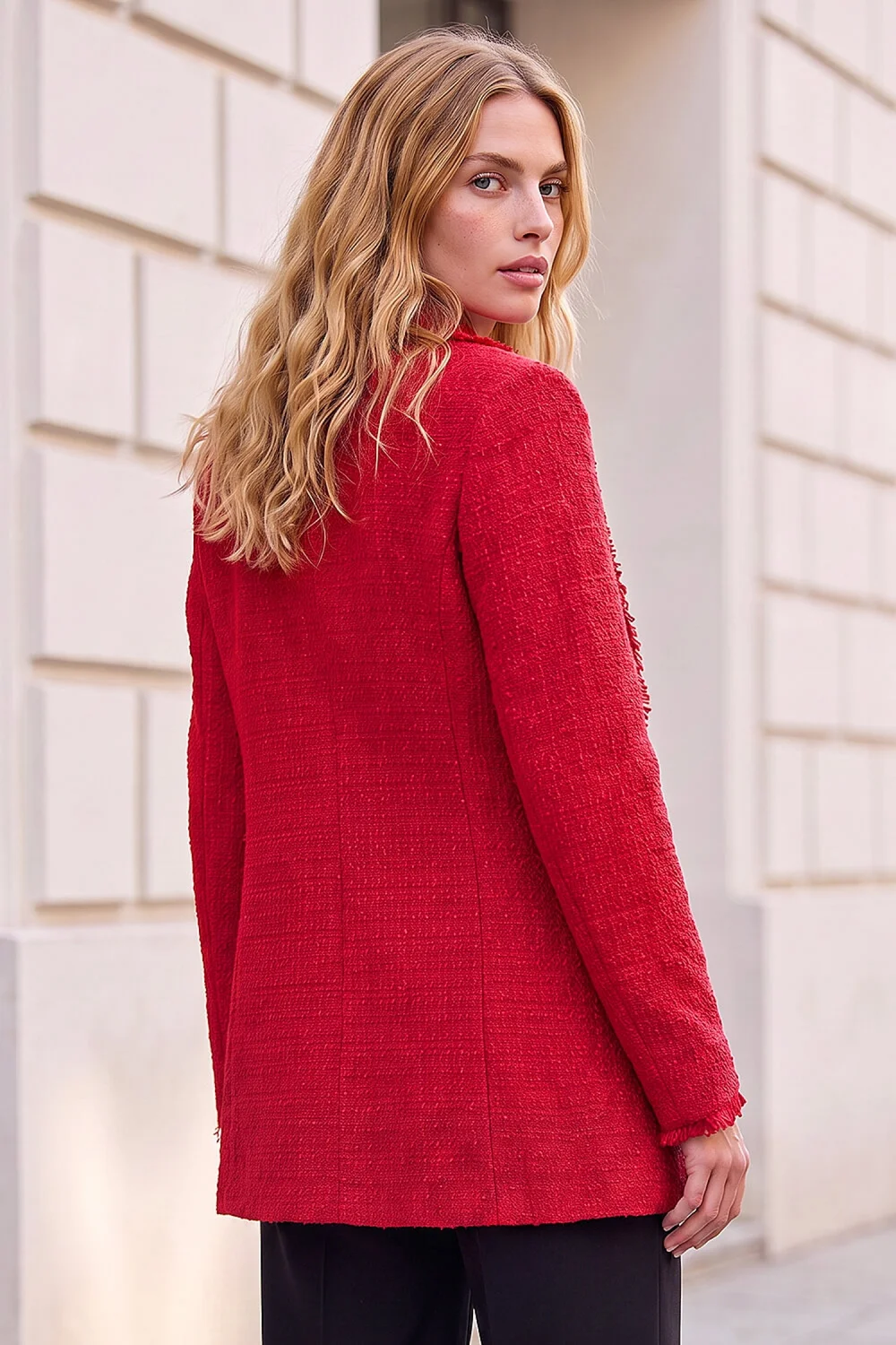 Roman Red Fray Mid Boucle Jacket - 10 Image 3