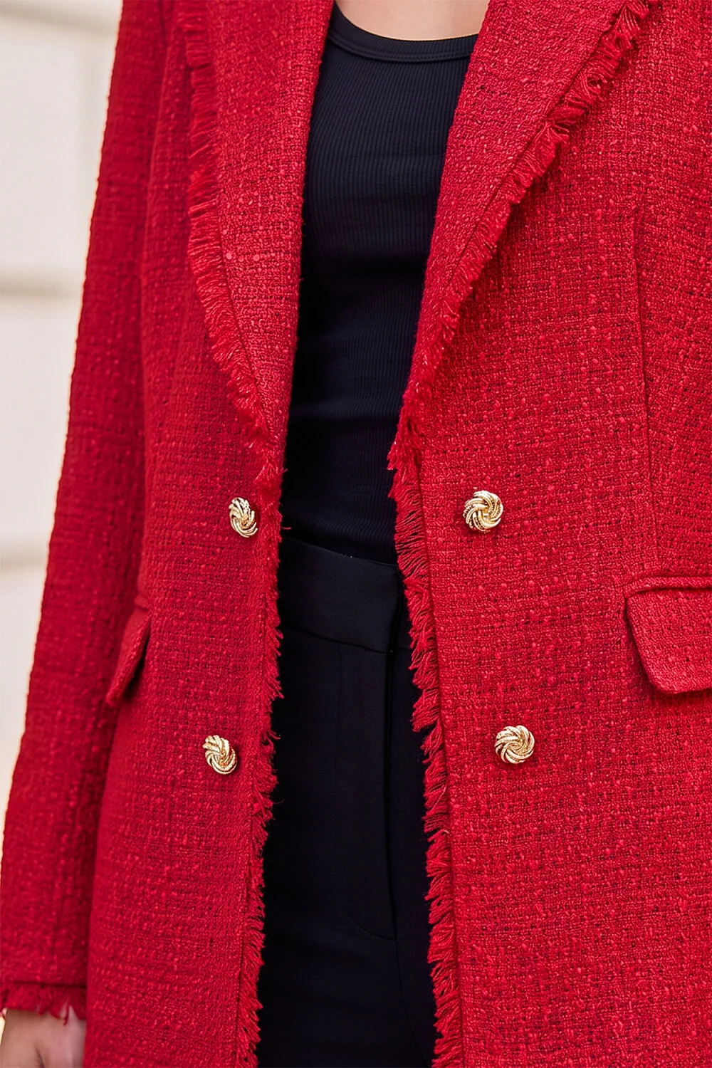 Roman Red Fray Mid Boucle Jacket - 10 Image 4