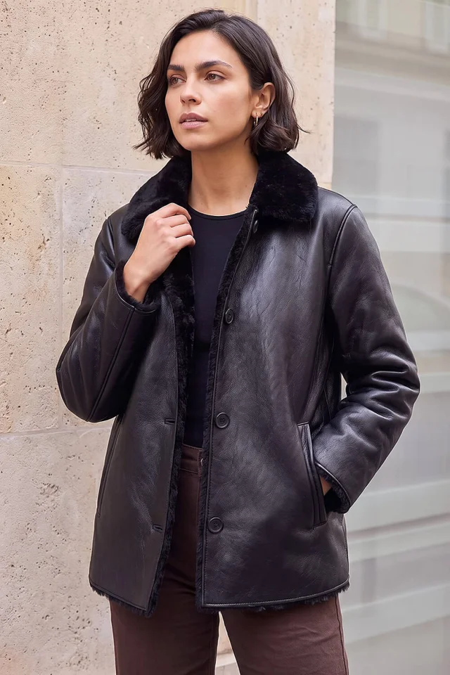 Roman Black Bonded Faux Fur Coat