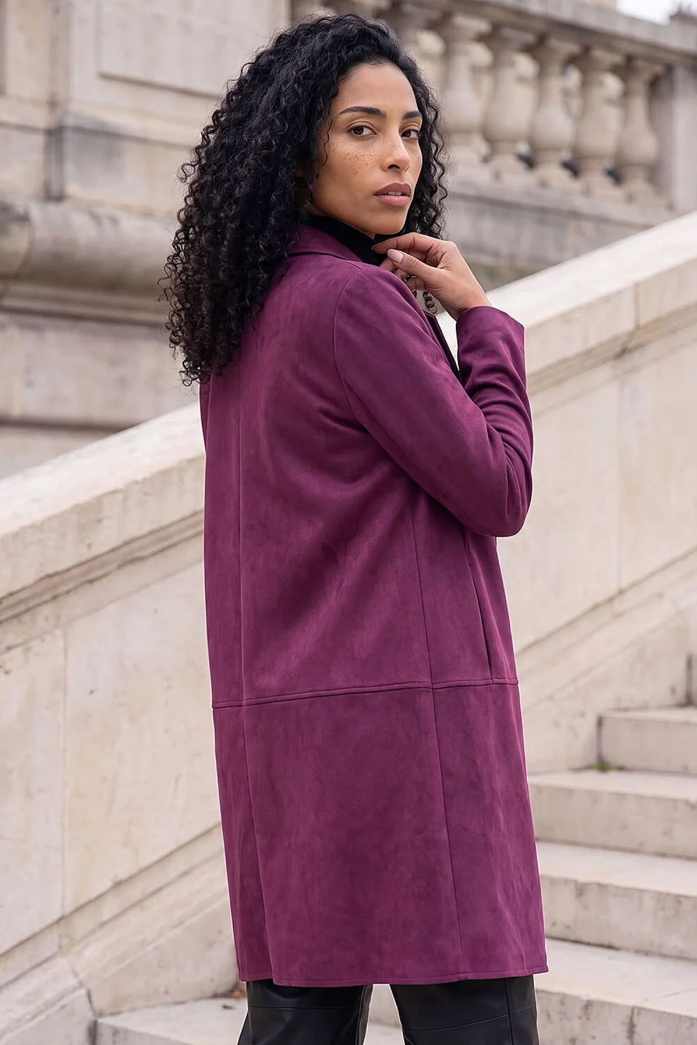 Roman Wine Suedette Longline Jacket - 20 Image 3