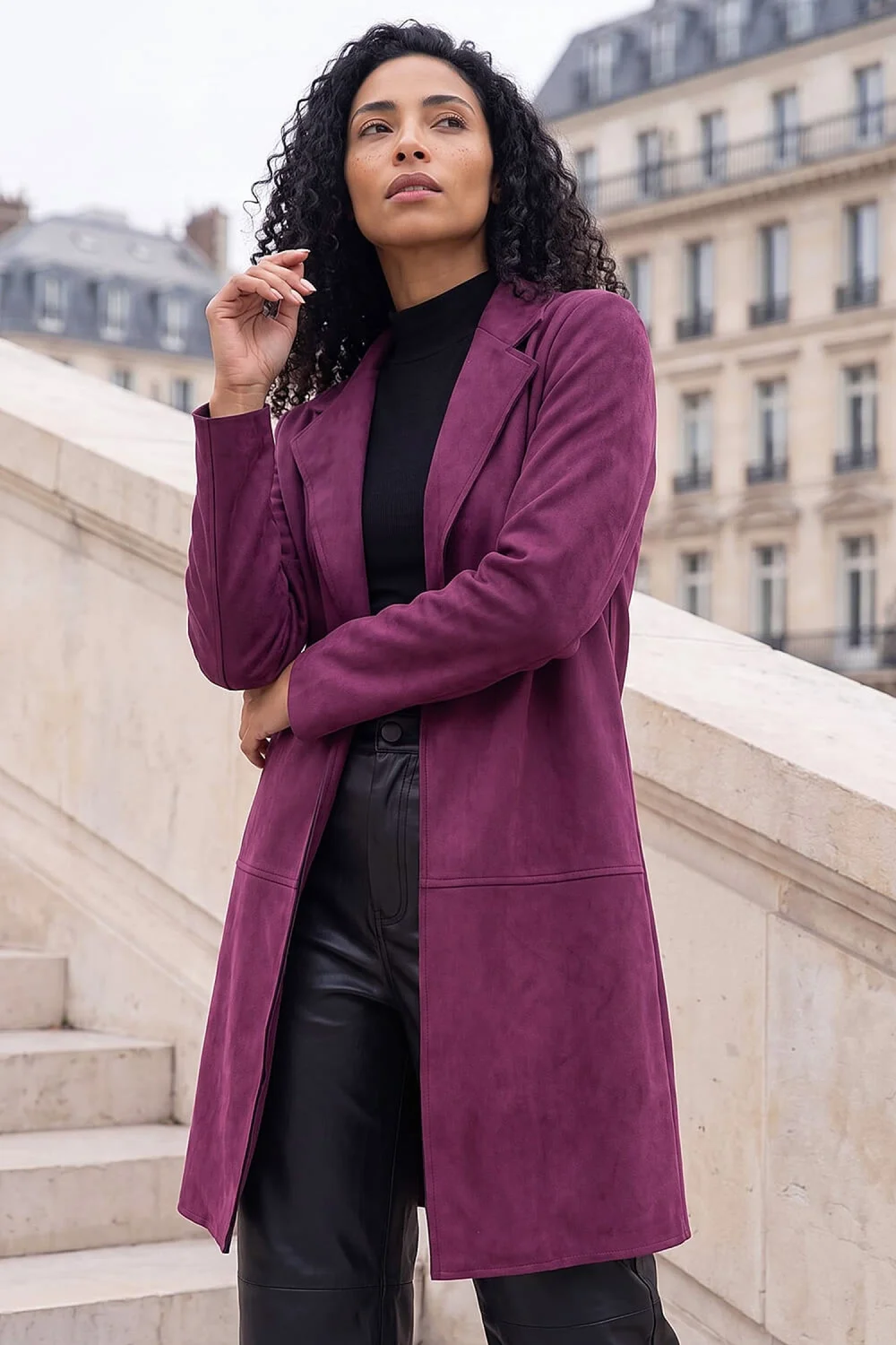 Roman Wine Suedette Longline Jacket - 20 Image 1