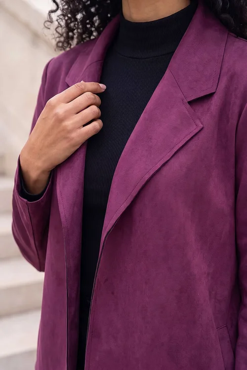 Roman Wine Suedette Longline Jacket - 20 Image 4