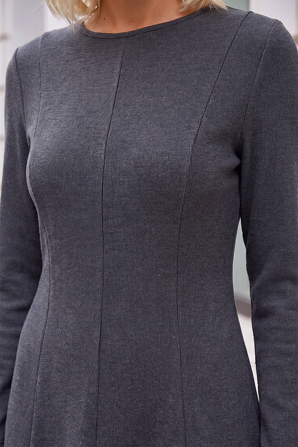 Roman Dark Grey Petite Seam Detail Dress - 12 Image 4