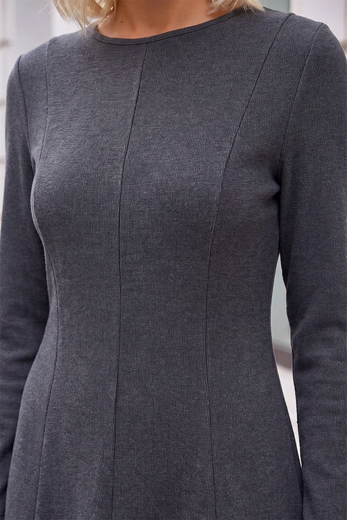 Roman Dark Grey Petite Seam Detail Dress - 12 Image 4