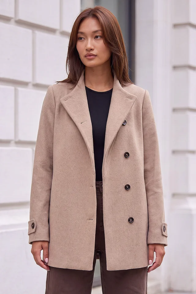 Roman Natural Funnel Neck Coat