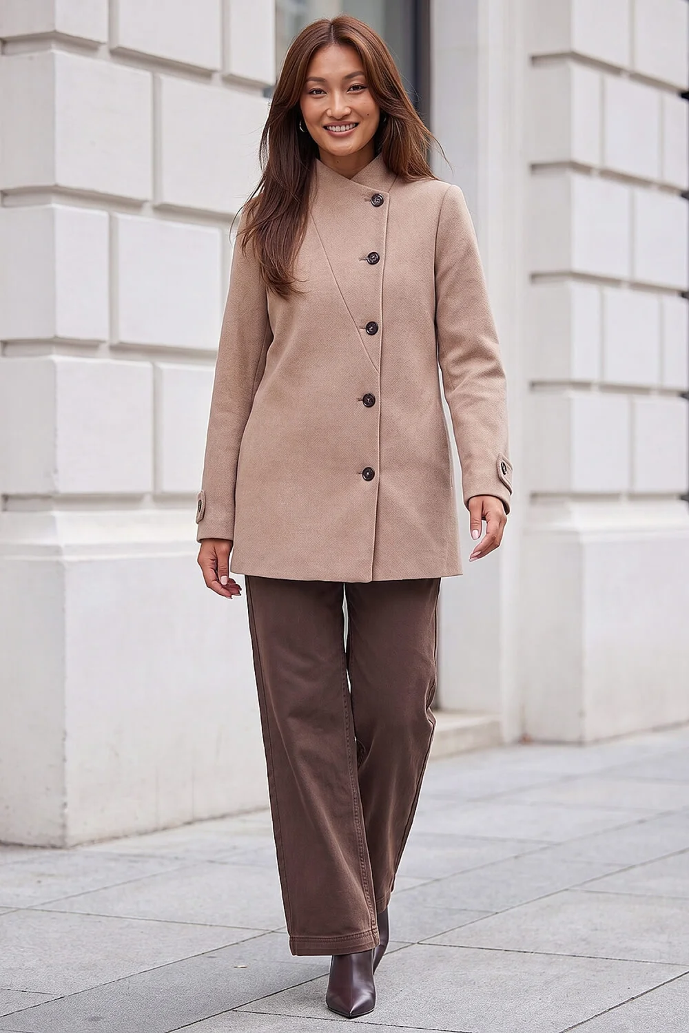 Roman Natural Funnel Neck Coat - 20 Image 3