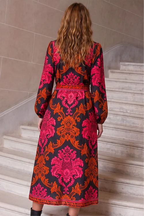 Roman Fuchsia Baroque Border Shirt Dress - 14 Image 4