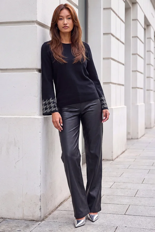 Roman Black Sparkly Sleeve Knit Jumper