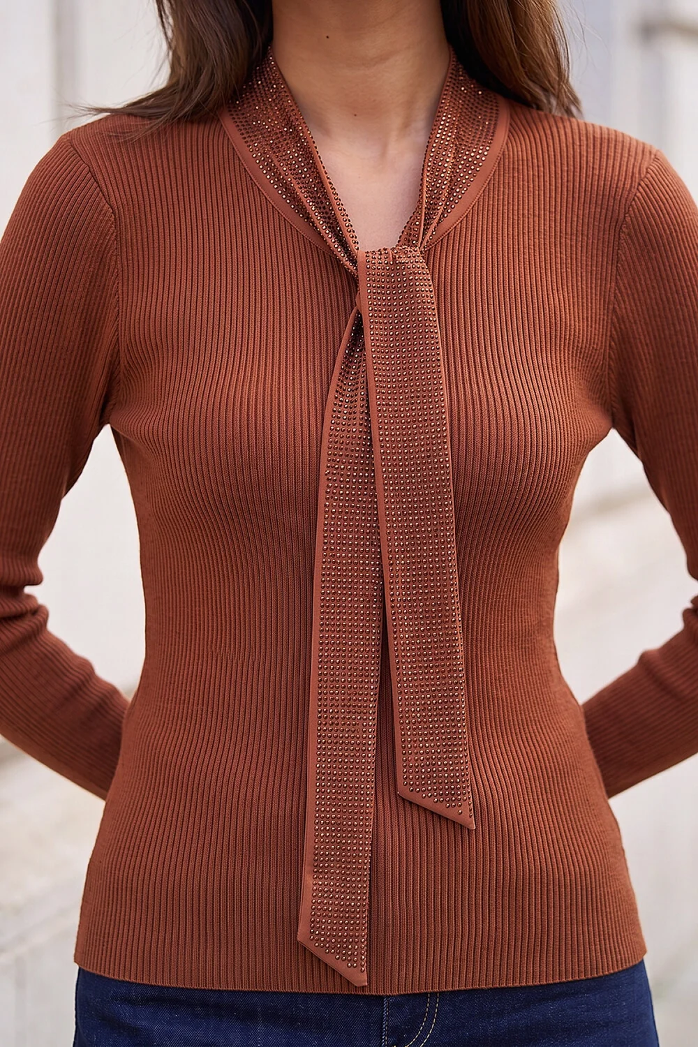 Roman Bronze Hotfix Tie Knit Top - 12 Image 4
