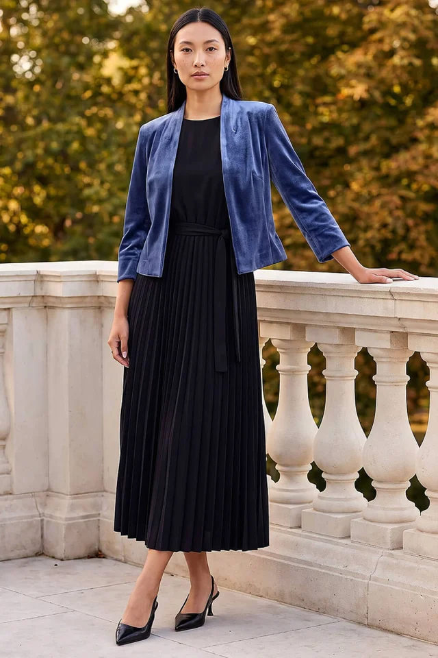 Roman Midnight Blue Stretch Velvet Smart Jacket