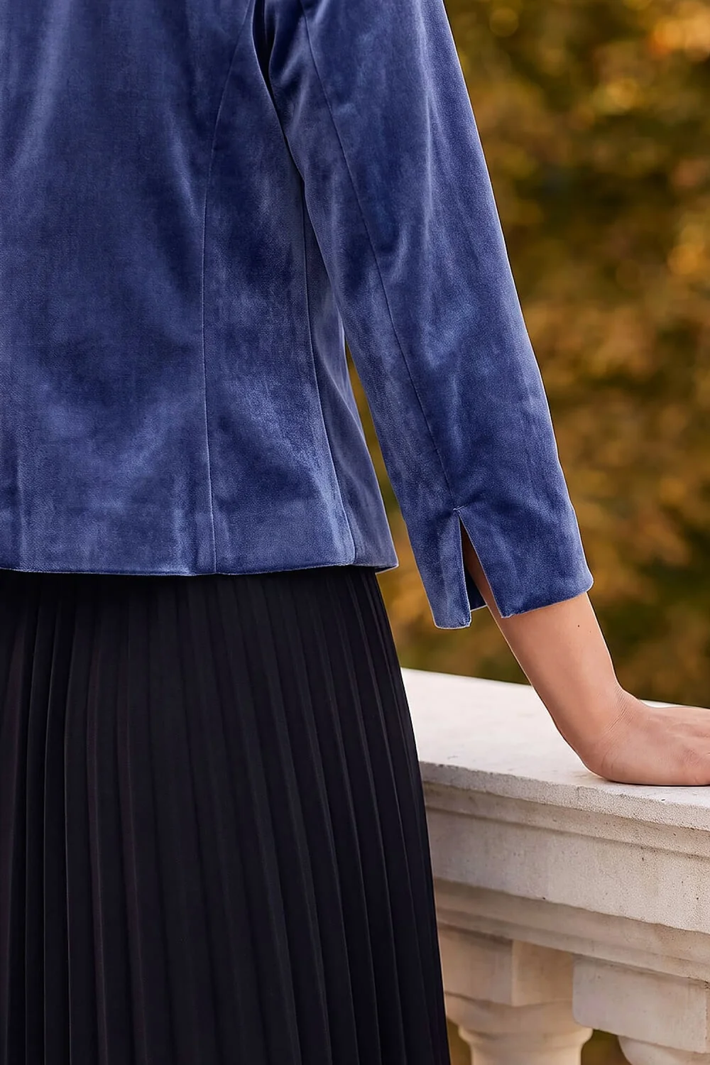 Roman Midnight Blue Stretch Velvet Smart Jacket - 16 Image 4