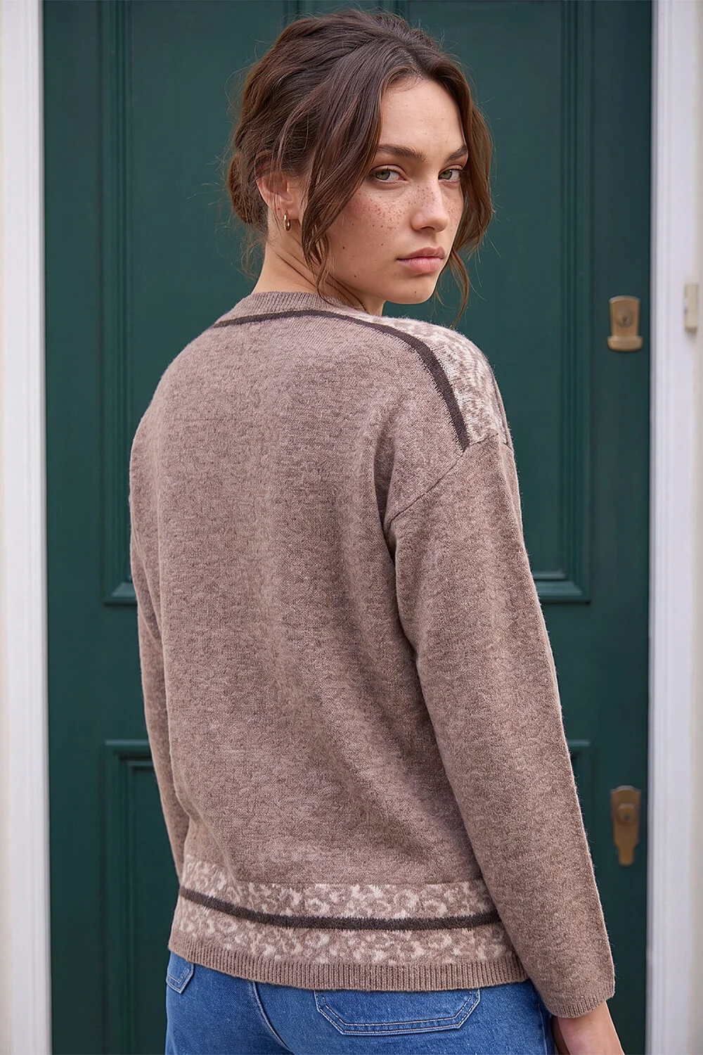 Roman Chocolate Petite Contrast Animal Hem Jumper - 8 Image 3