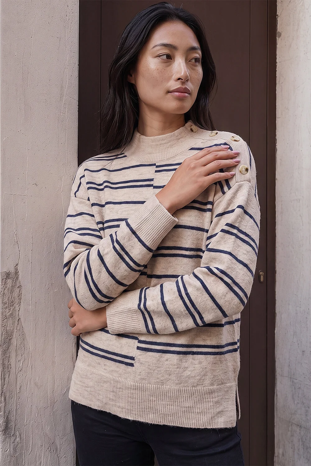 Roman Stone Petite Stripe Button Jumper - 12 Image 1