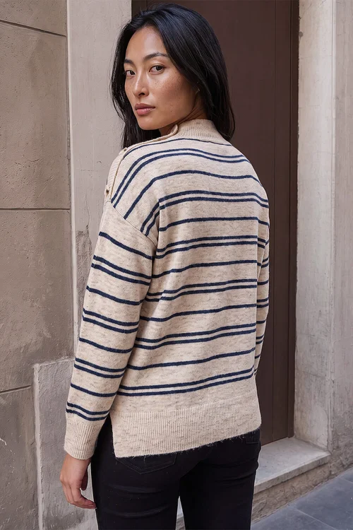 Roman Stone Petite Stripe Button Jumper - 12 Image 3