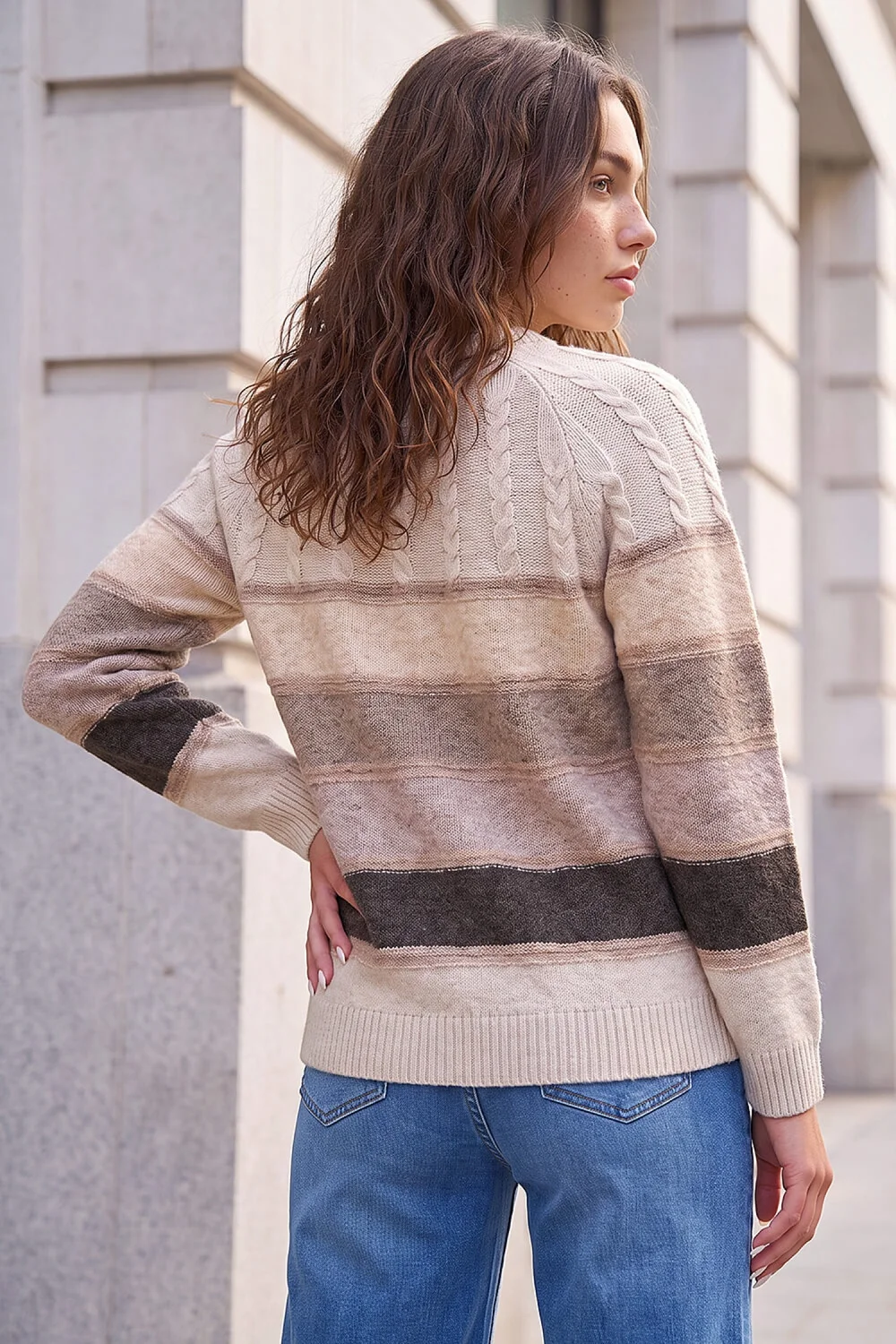 Roman Stone Petite Stripe Cable Knit Jumper - 10 Image 3