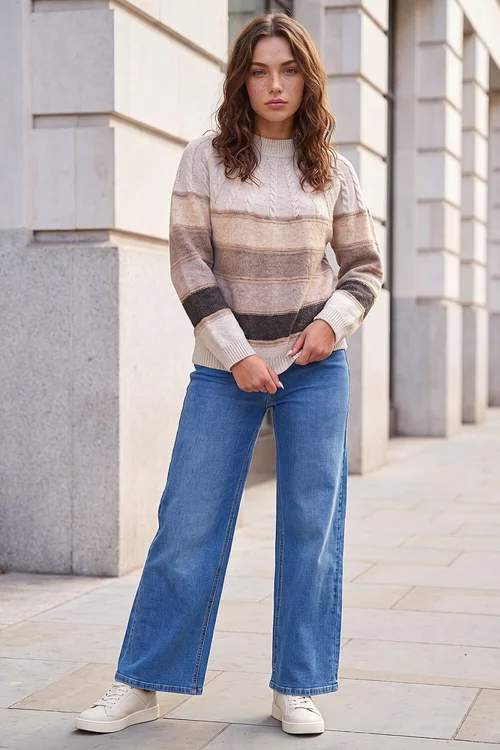 Roman Stone Petite Stripe Cable Knit Jumper - 10 Image 2