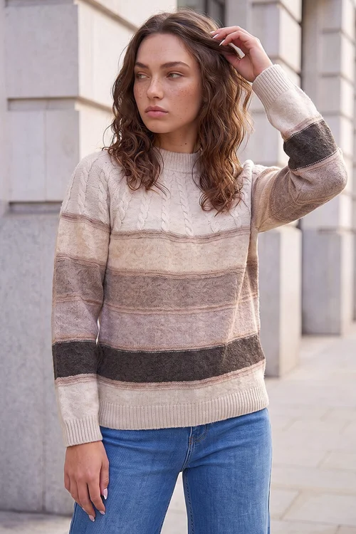 Roman Stone Petite Stripe Cable Knit Jumper - 10 Image 1