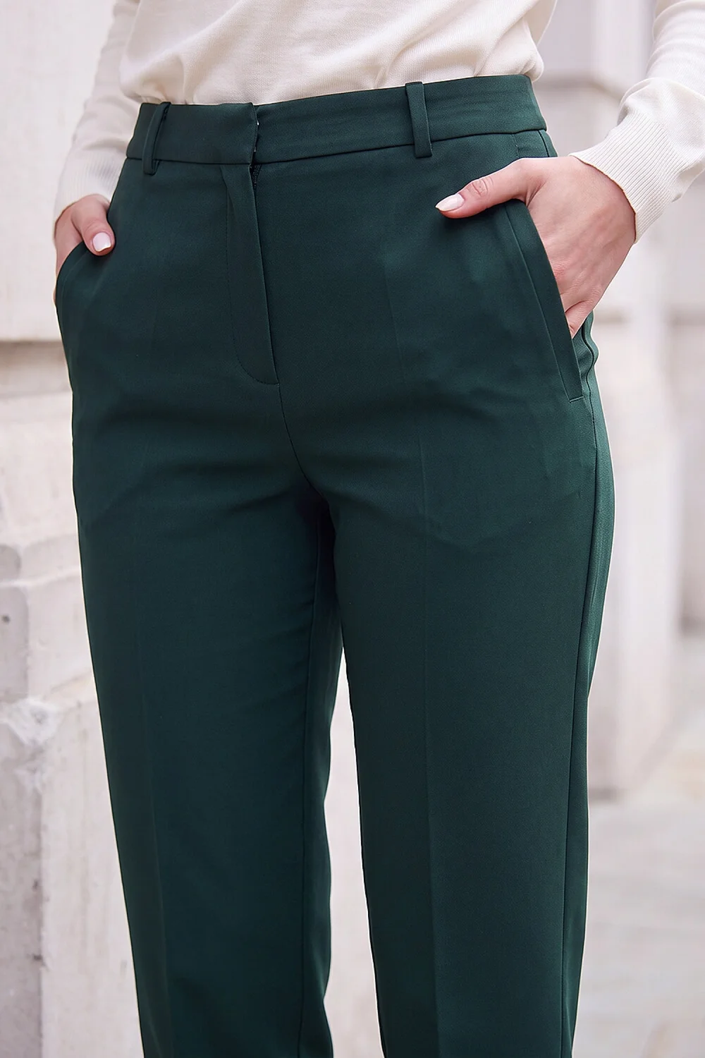 Roman Dark Green Straight Leg Stretch Trouser - 14 Image 4