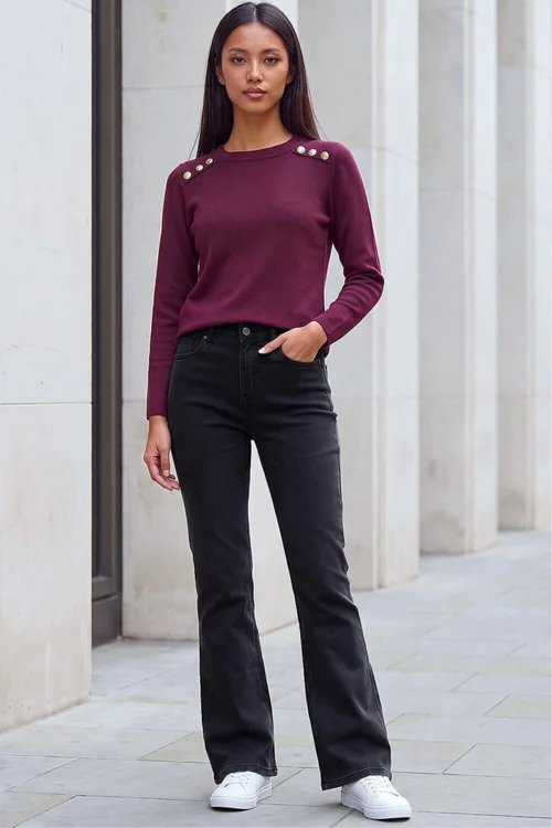 Roman Black Petite Bootcut Stretch Jeans - 16 Image 2