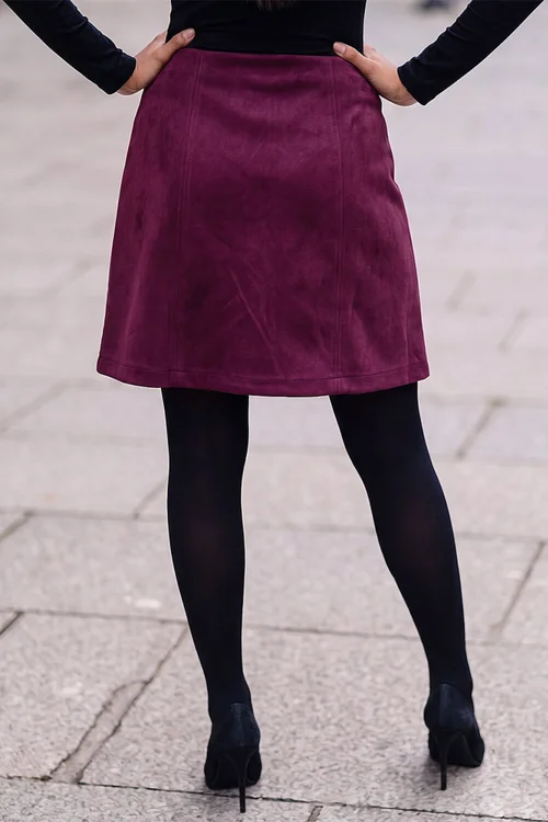 Roman Wine Petite A-Line Faux Suede Skirt - 16 Image 3