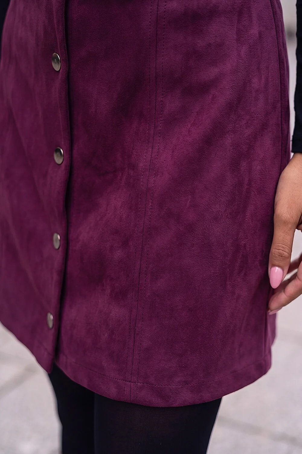 Roman Wine Petite A-Line Faux Suede Skirt - 16 Image 4