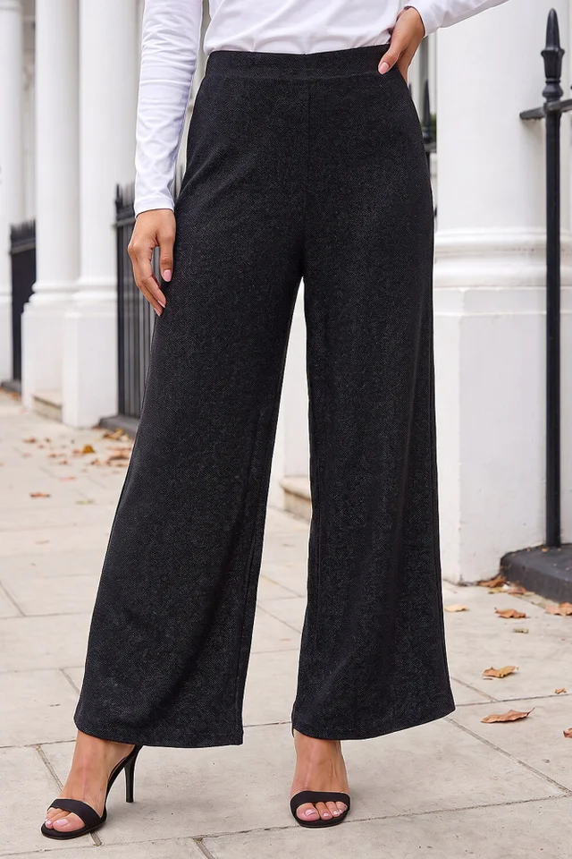 Roman Black Petite Shimmer Stretch Trousers