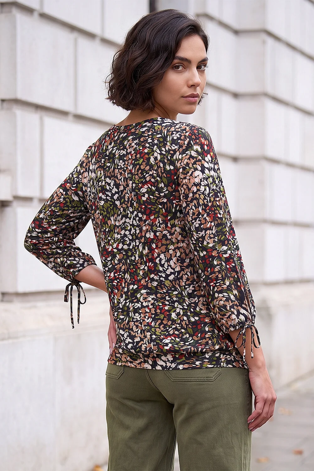 Roman Khaki Puff Print Bubble Top - 16 Image 3