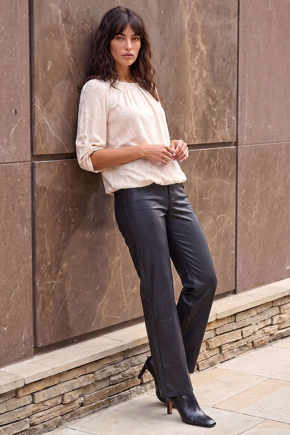 Roman Ivory Jacquard Textured Bubble Hem Top - 16 Image 3