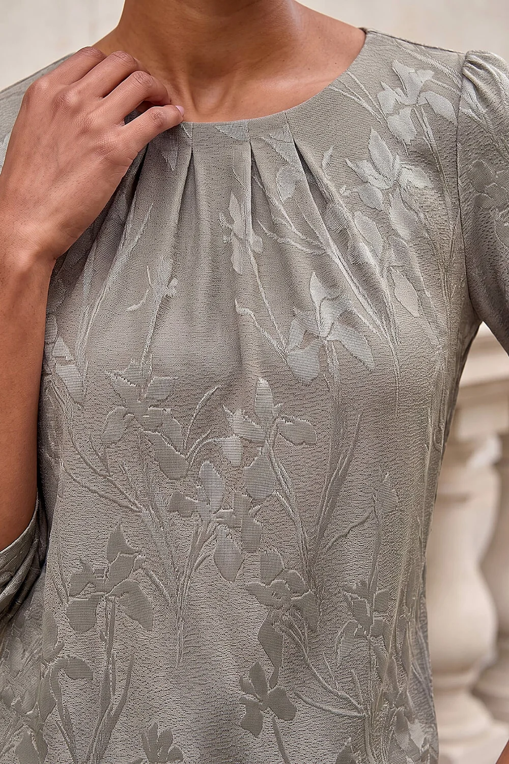Roman Khaki Jacquard Textured Bubble Hem Top - 12 Image 4