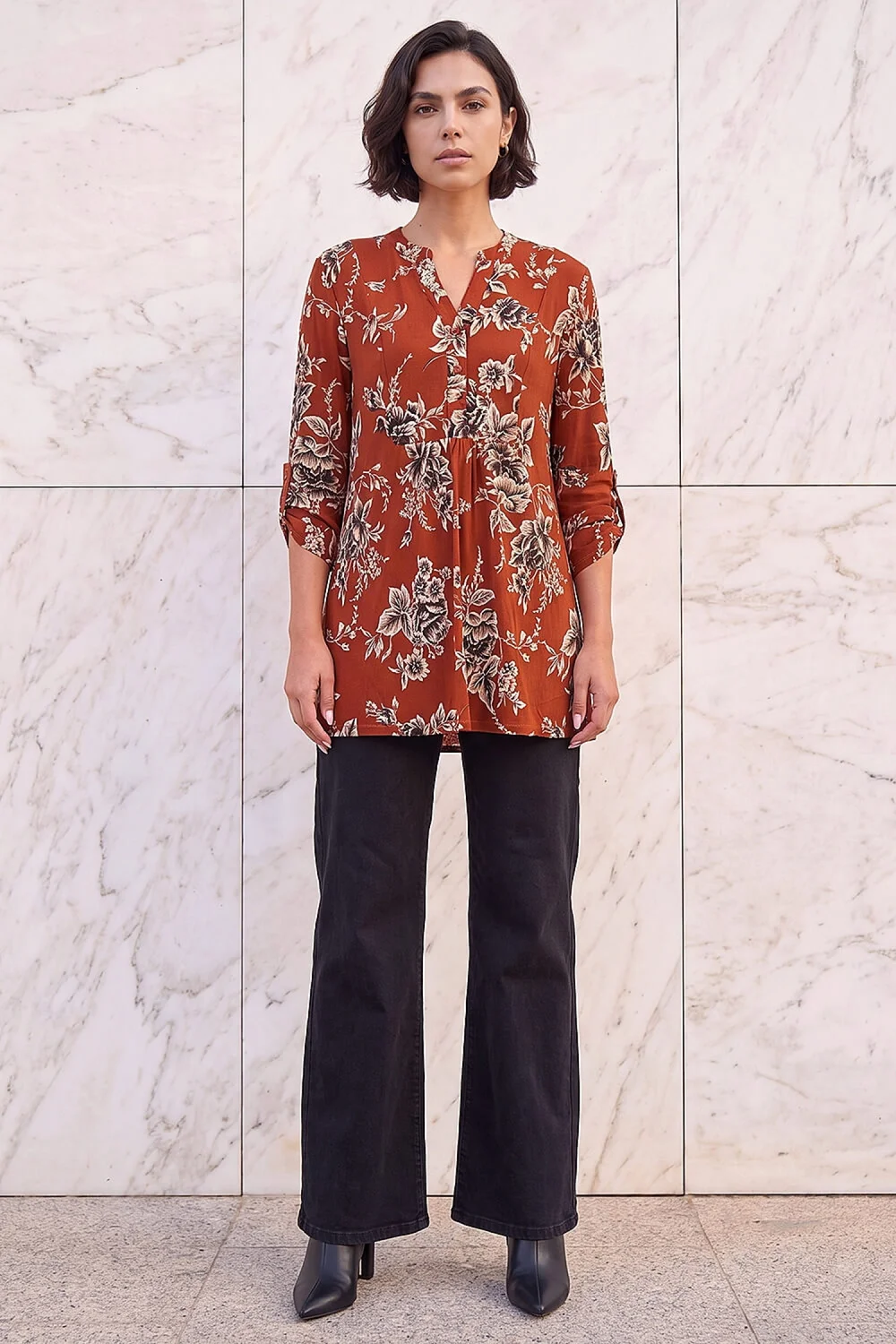 Roman Rust Puff Print Tunic Shirt - 18 Image 3