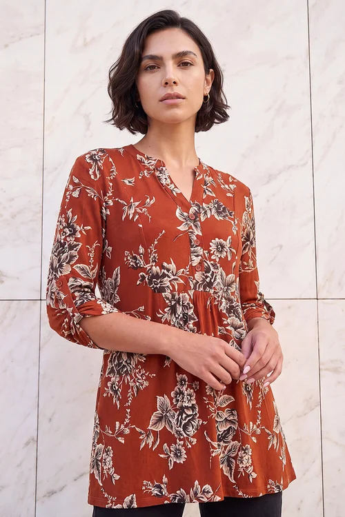 Roman Rust Puff Print Tunic Shirt - 18 Image 1