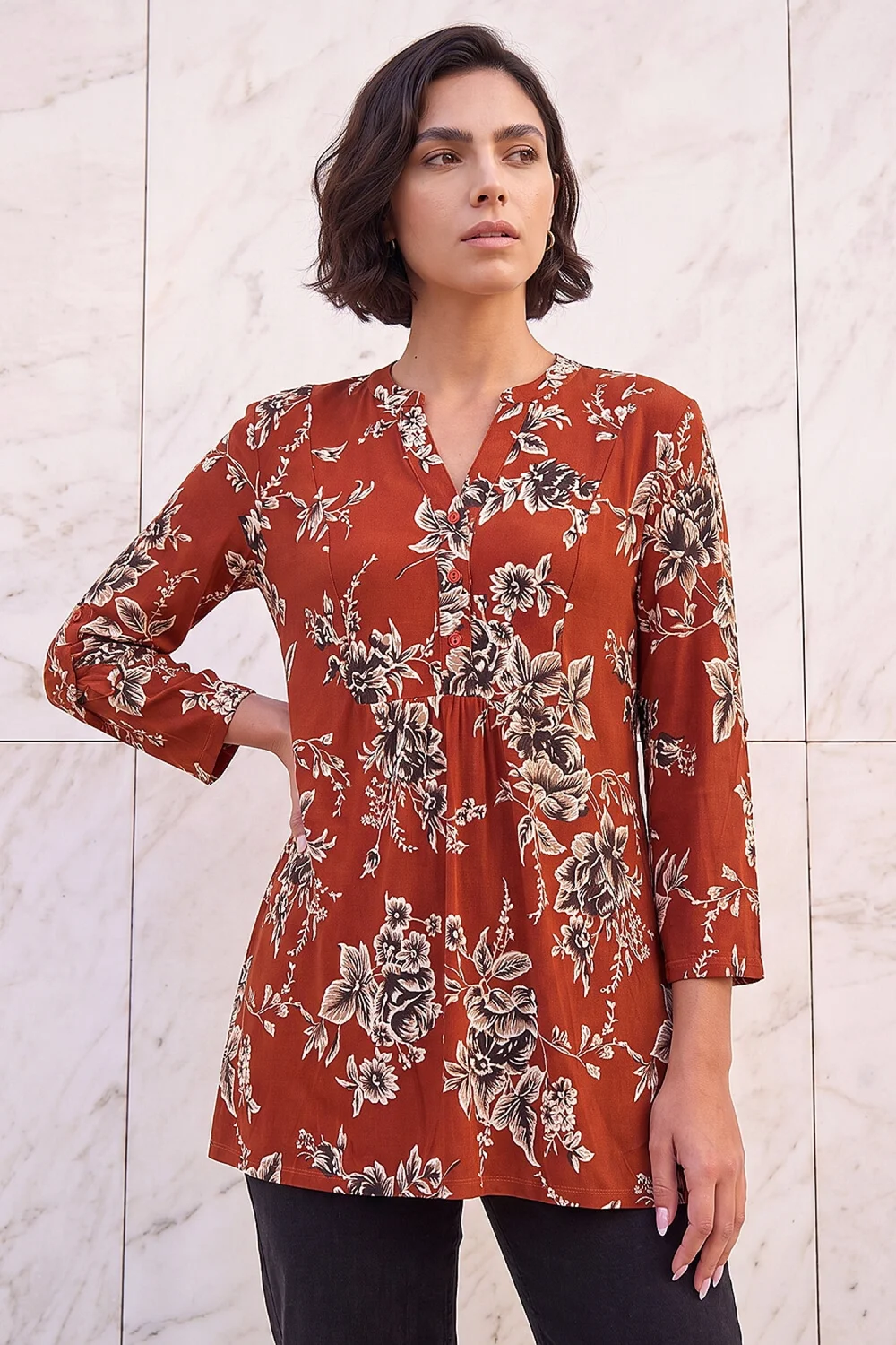 Roman Rust Puff Print Tunic Shirt - 18 Image 2