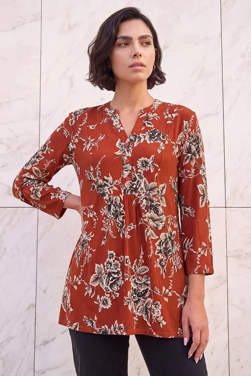 Roman Rust Puff Print Tunic Shirt - 18 Image 2
