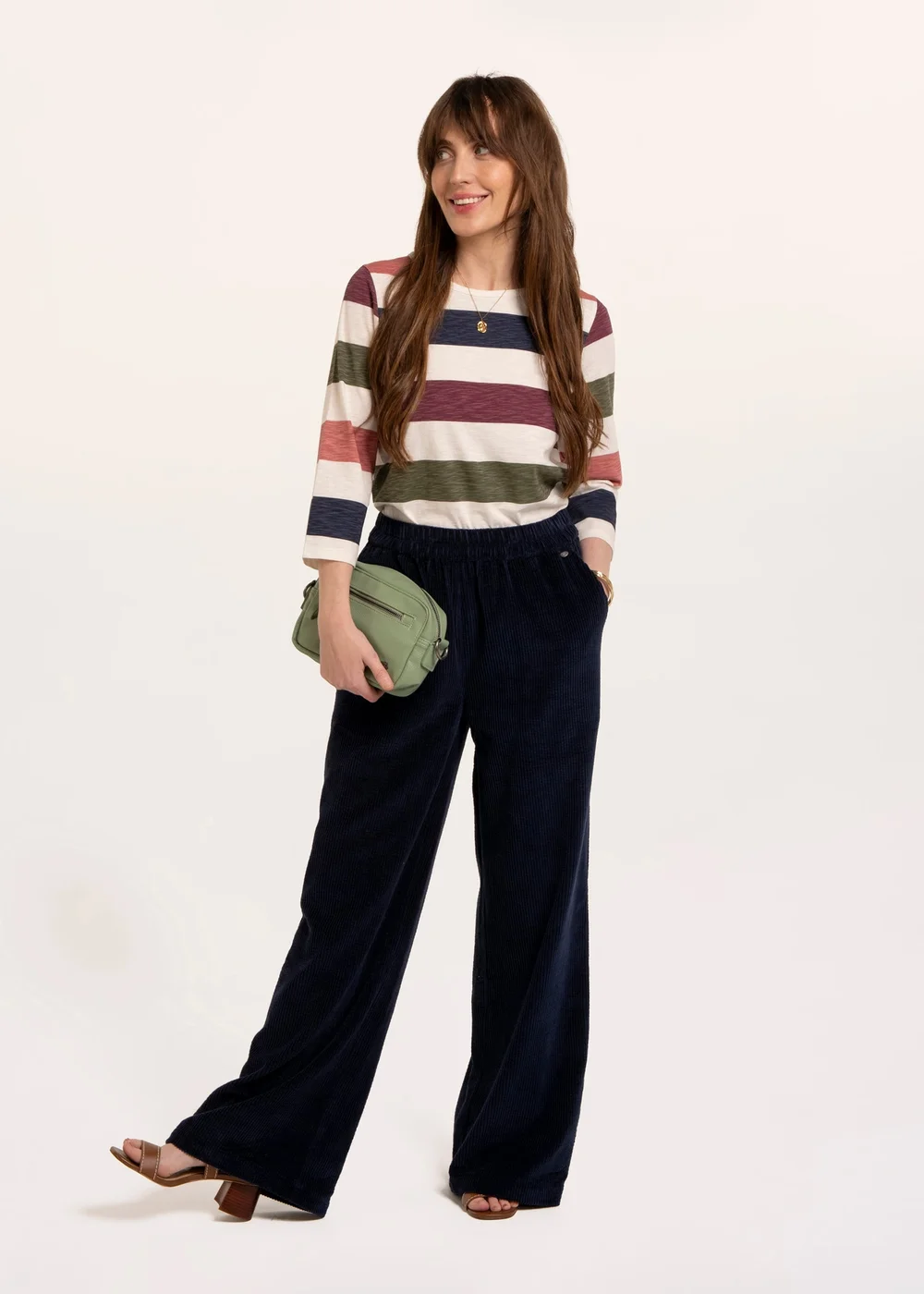 Brakeburn Multi Lulworth Multi Colour Stripe 3/4 Sleeve T-Shirt - 10 Image 1
